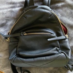 Simons Black Faux Leather Backpack